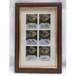A framed and glazed set of six signed Topps autogr