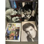 An Elvis presley mirror, montage and two prints (4