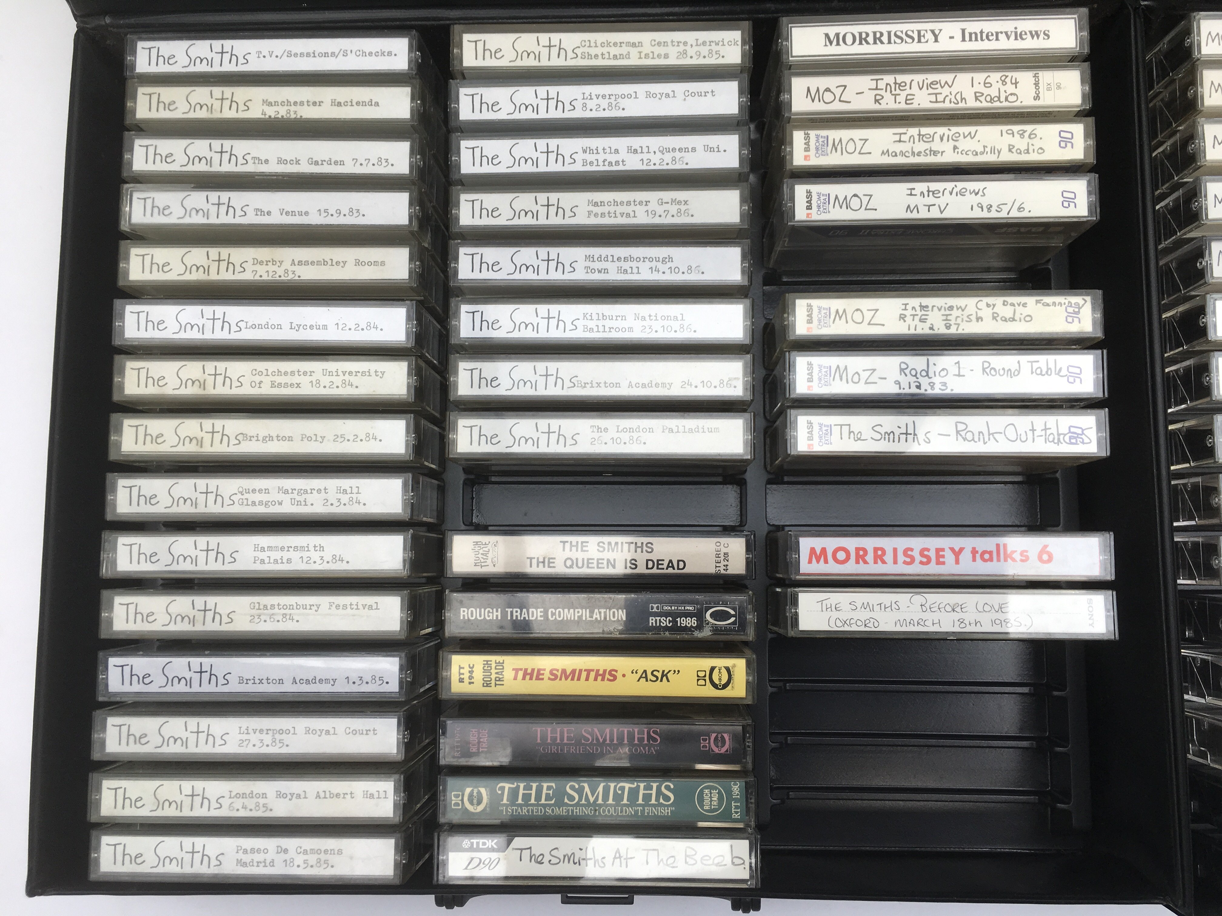 Two cases of Smiths and Morrissey cassettes compri