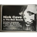 Three Nick Cave posters comprising a tour poster, an advertising poster for the book 'Fish In A