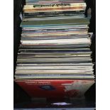 A crate of jazz LPs, various artists.