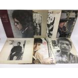 Seven Bob Dylan LPs comprising his first three LPs