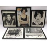 Five framed and glazed signed publicity photos and