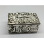 An English Silver box of rectangular shape repouss