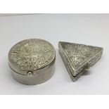 Two Silver boxes including a Mexican Silver box of