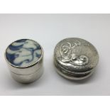 An English Silver Art Nouveau pill box of circular