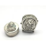 Two Continental silver boxes decorated with Egypti