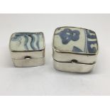 Two Silver boxes inset with Chinese Export Porcela