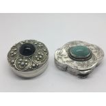 Two Continental silver boxes with amethyst and tur