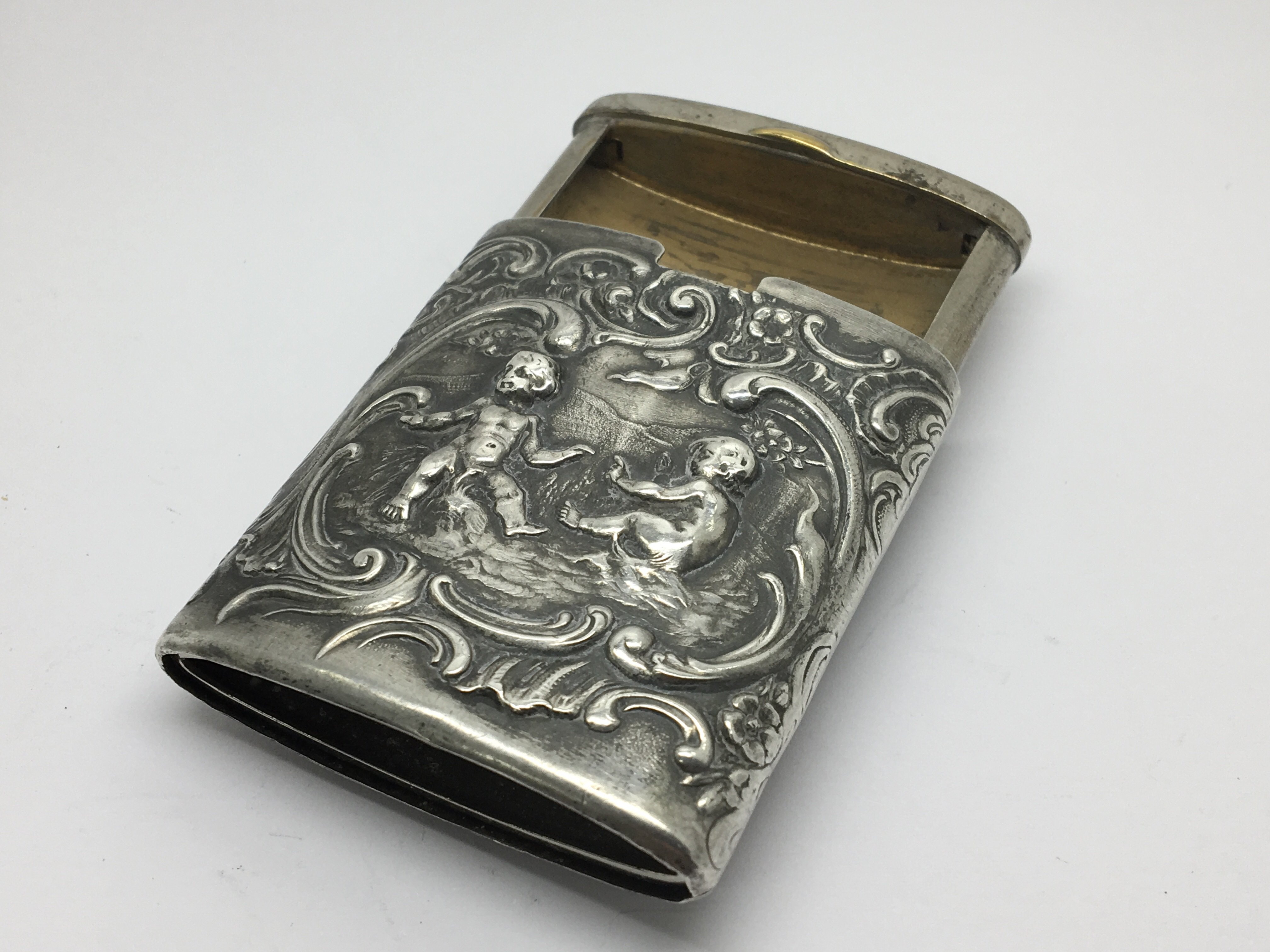 An unusual Silver and metal Vesta Case with slidin