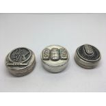 Three Continental silver boxes decorated with Egyp