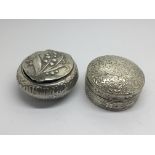 Two Silver boxes one of Art Nouveau design with fl