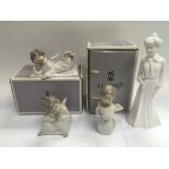Three Llladro figures of angels and a Spode figure 'Julia' (4) - NO RESERVE