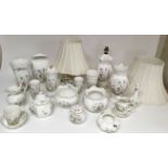 A quantity of Aynsley 'Wild Tudor' pattern china including lamps
