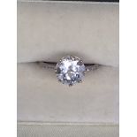 A 9k gold diamond solitaire ring.Approx N