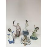 Five Lladro figures of dancers
