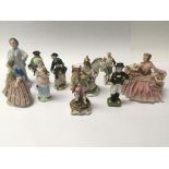 A collection of miniature late 19th Century Continental Porcelain figures English and Continental.