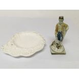 An 18th Century English Pearl ware figure attributed to Ralph Wood and an Early English white glazed