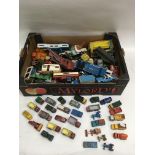 A collection of playworn Matchbox vehicles including Superkings