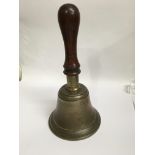 A hand bell with mahogany handle 26 cm