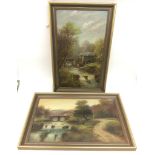 A pair of late Victorian oil on board pastoral landscape paintings, signed J.Gourd/ Goard? Approx