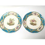 A pair of Quality Minton Porcelain cabinet plates with Tiffany New York retailers marks hand painted