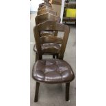 Six oak ladderback dining chairs with leather seats