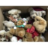 A collection of teddy bears comprising 3 boxes including Harrods, Hawkeye, Sunny, Canterbury and