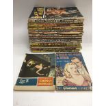 A collection of vintage 1940s and 50s comics including 'Detective Story', 'Ace High Western Stories'