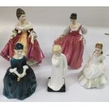 Five Doulton ladies including 'Southern Belle' and 'Darling'