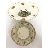 A Worcester Reticulated dish by George Owen diameter 20cm and a hand painted porcelain dish