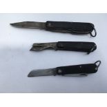 A group of three British pen knives, one marked 44 the other 43.