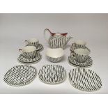 A Midwinter 'Zambesi' pattern teaset, comprising four trios, teapot, sugar bowl and odd plates.