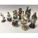 A collection of miniature 19th and later date Porcelain figures English and Continental (10)