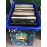 A crate of classical and operatic LPs.
