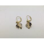 A pair of 18ct gold sapphire and diamond drop earrings, approx 3g.