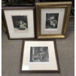 Three framed Victorian mezzotints of children - NO RESERVE