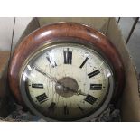 A Victorian postman’s wall alarm clock with weights and pendulum. Clock face in need of