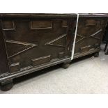 A large 18th century oak blanket box the hinged lid above a panel front on bun feet 170 Cm 60 cm