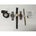 A group of four dress watches including Tissot, Rotary and Ferrari and a Links of London desk