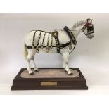 A limited edition Clermont china figure of a horse 'Her majesty's Rio Windsor Grey' modelled by