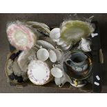 A box of decorative ceramics and glass - NO RESERVE