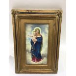 A framed J. Zasche Vienna porcelain panel, finely painted with The Madonna and Child.Approx 27x39cm,