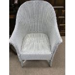 A White painted Lloyd Loom chair - NO RESERVE