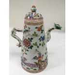 A Chinese porcelain teapot, the handle and spout f