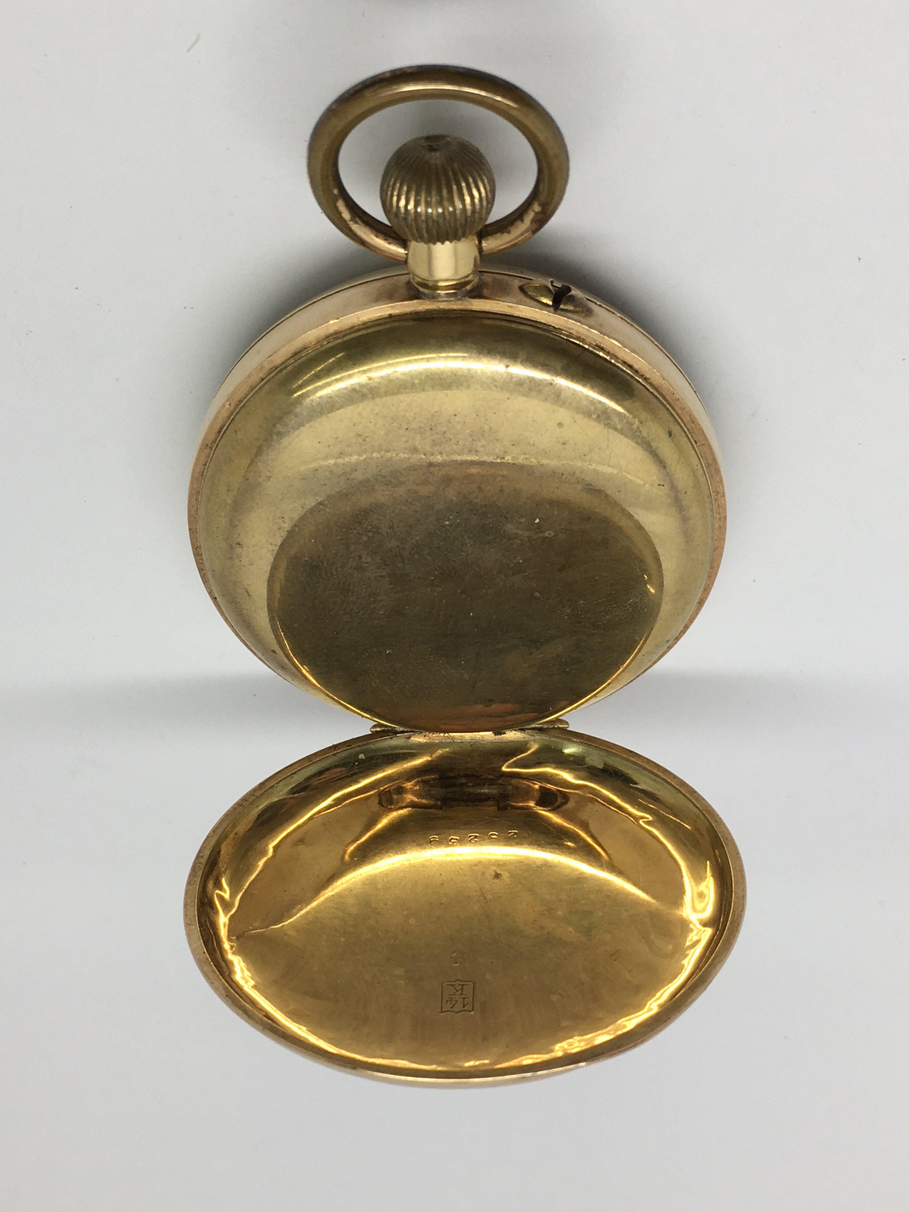 A 14k gold pocket watch with subsidiary dial - Image 2 of 2