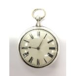 A G Cornell of Royston Verge fusee silver pair cased pocket watch dating circa 1843.
