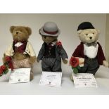 A group of three Danbury mint Valentine’s Day bears with certificate of authenticity. Certificates