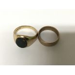 Two 9 ct gold rings 9 grams approx