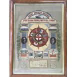 A framed and glazed Great Eastern Railway pension fund membership. Approx 54cm x 72cm.